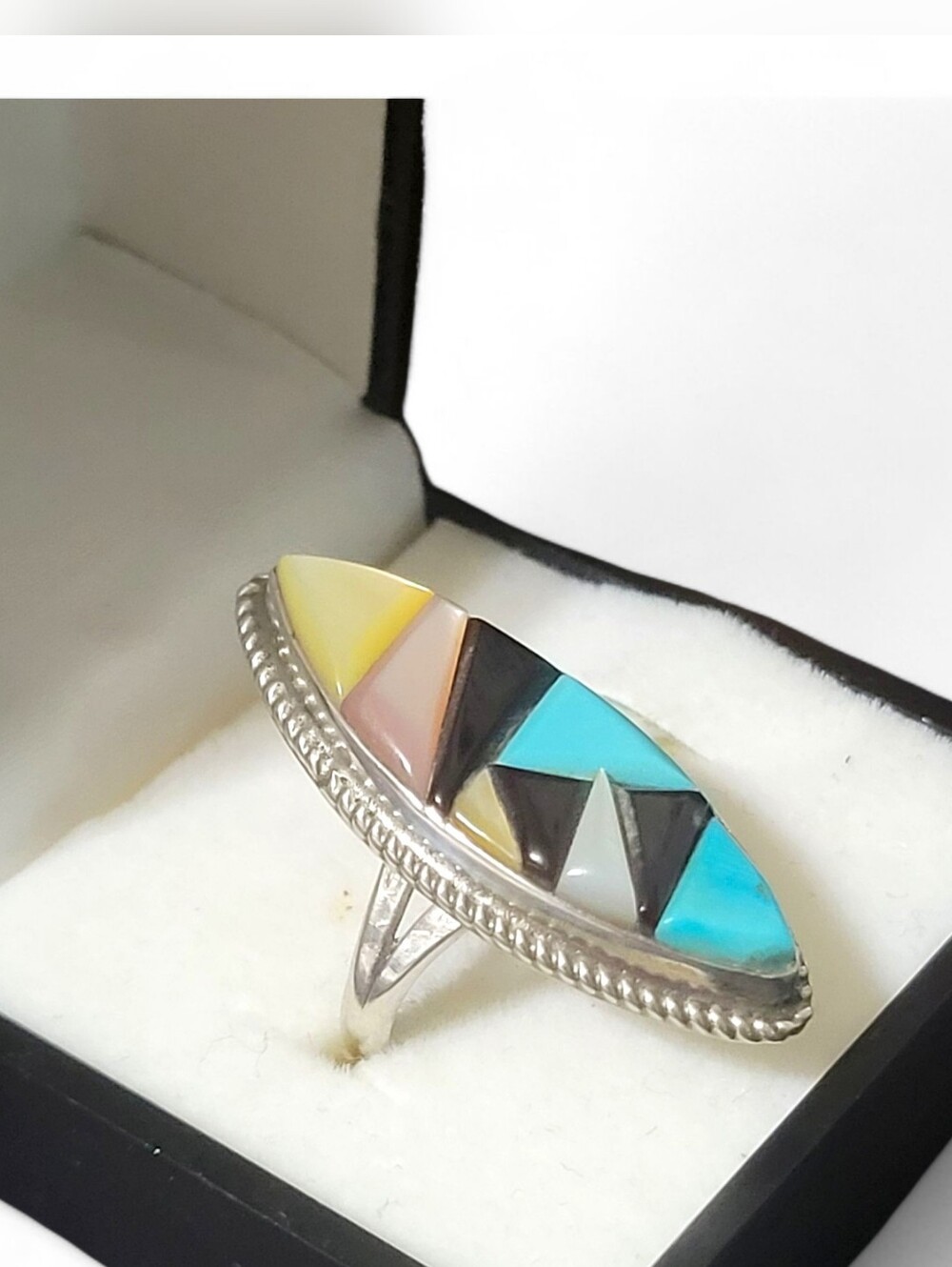 Zuni Inlay Native American Sterling Silver